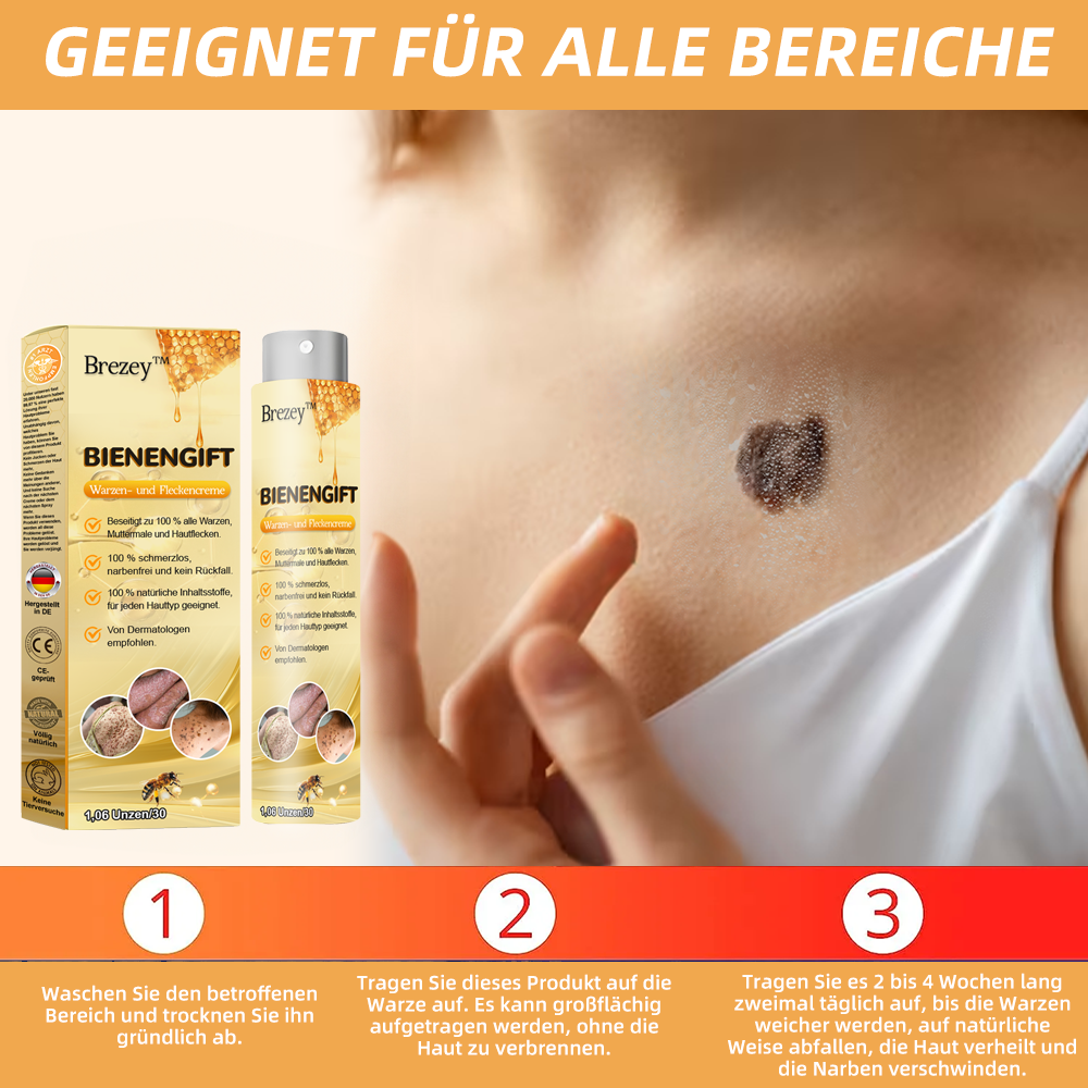 🍂🐝Brezey™ Bienengift Warze & Tag Entfernung Spray(👨‍⚕Für alle Hauttypen geeignet)🐝(🔥Aktion am letzten Tag 70% Rabatt)