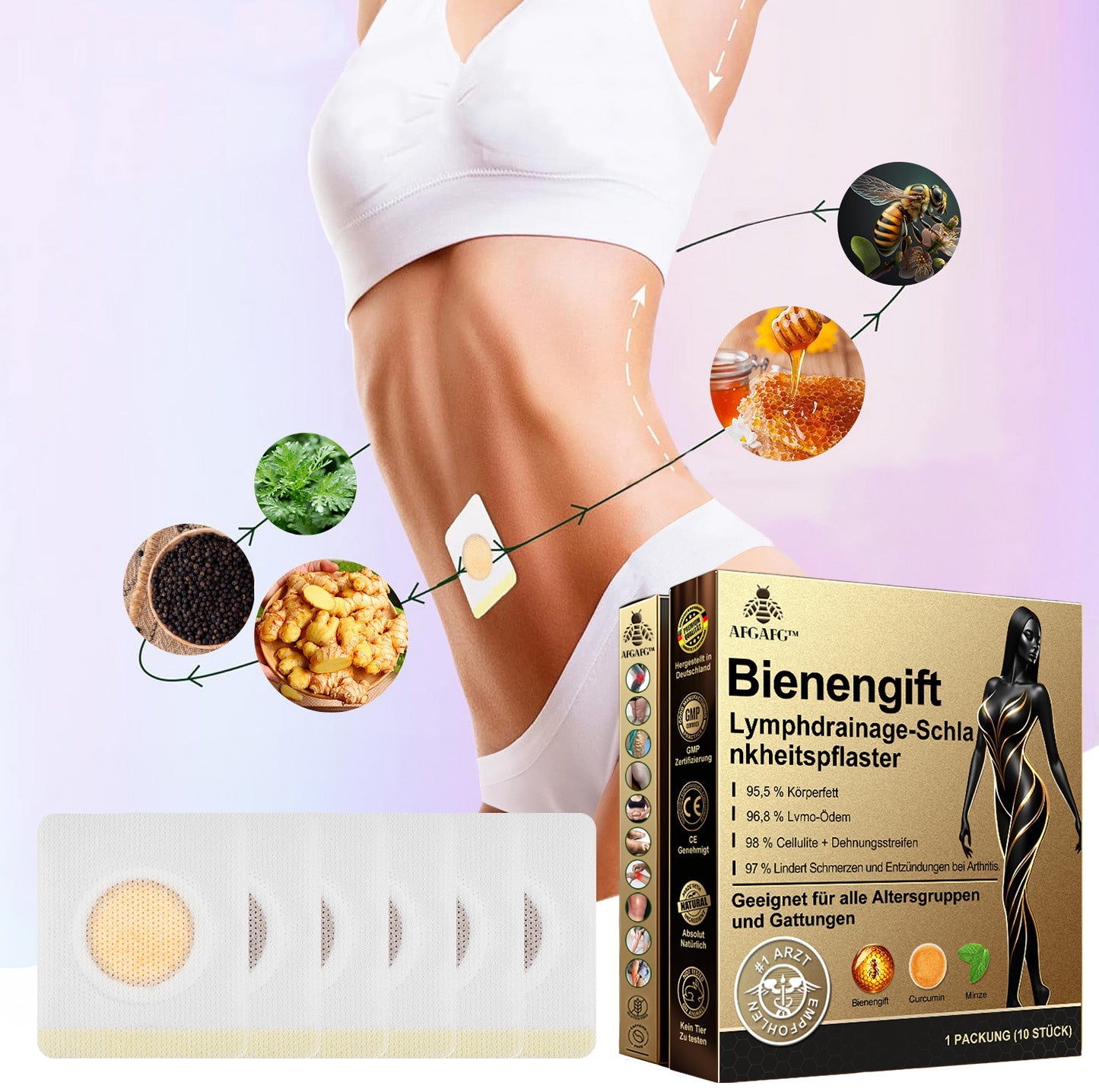 🐝🐝  AFGAFG™🐝 Bienen-Venom Lymphatischer Drainage Schlank-Patch【Empfohlen vom Arzt - Geeignet für Männer und Frauen】